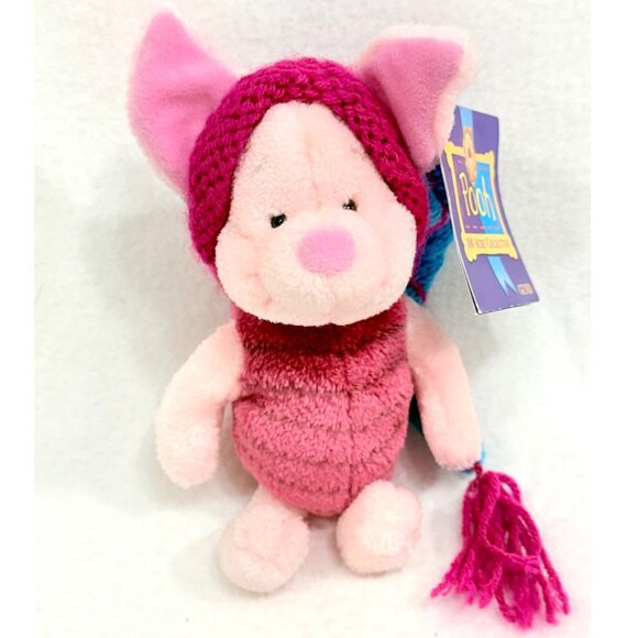 Piglet Plush Toy With Knit Elf Hat By Gund For Disney - Swing/Tush Tags Intact - Picture 1 of 12